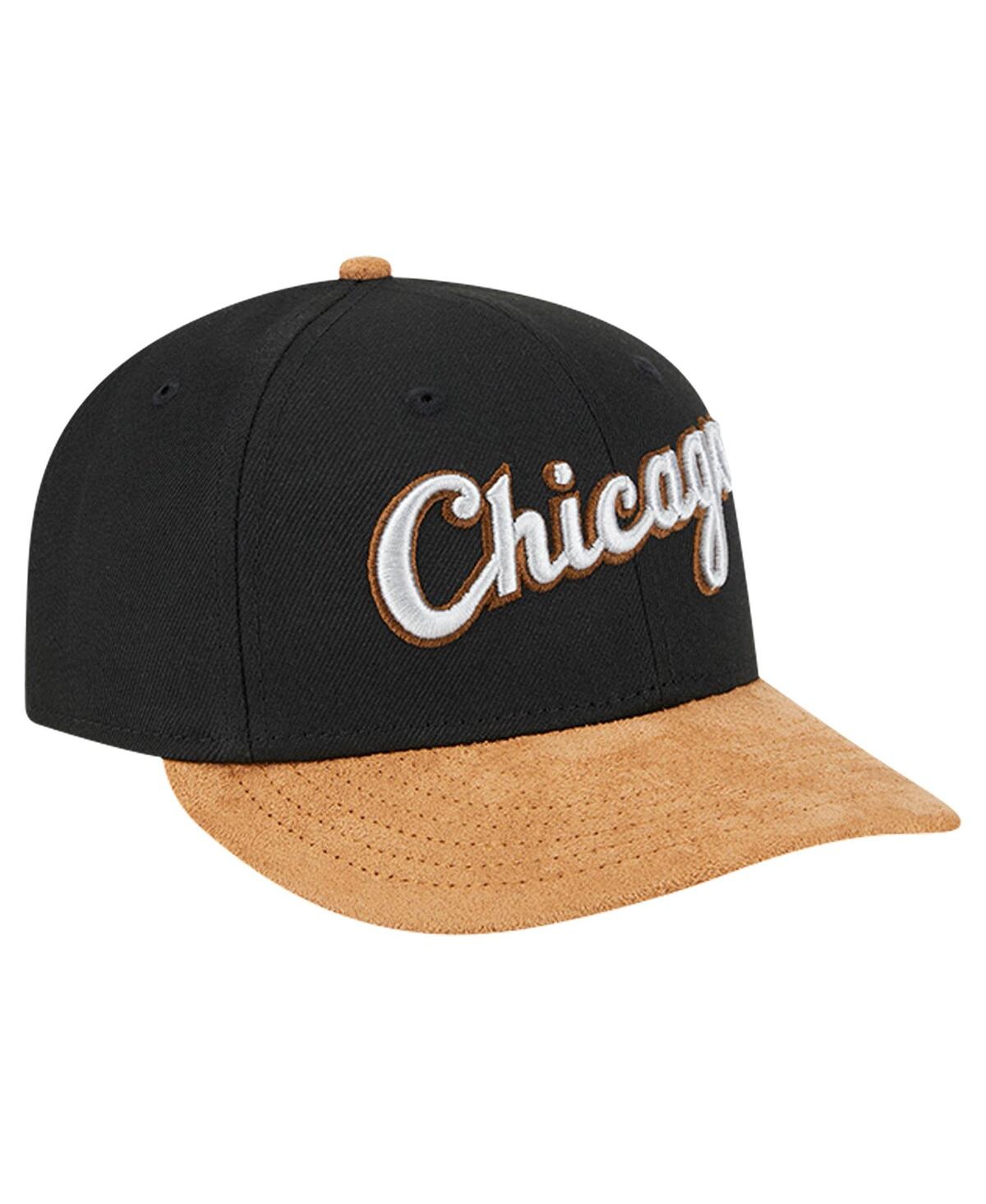 New Era Men's Black Chicago White Sox Team Suede Visor Low Profile 59fifty Fitted Hat In Black
