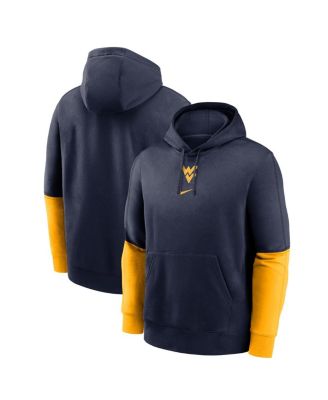 Nike - Men's Navy/Gold West Virginia Mountaineers 2024 Sideline Club Pullover Hoodie