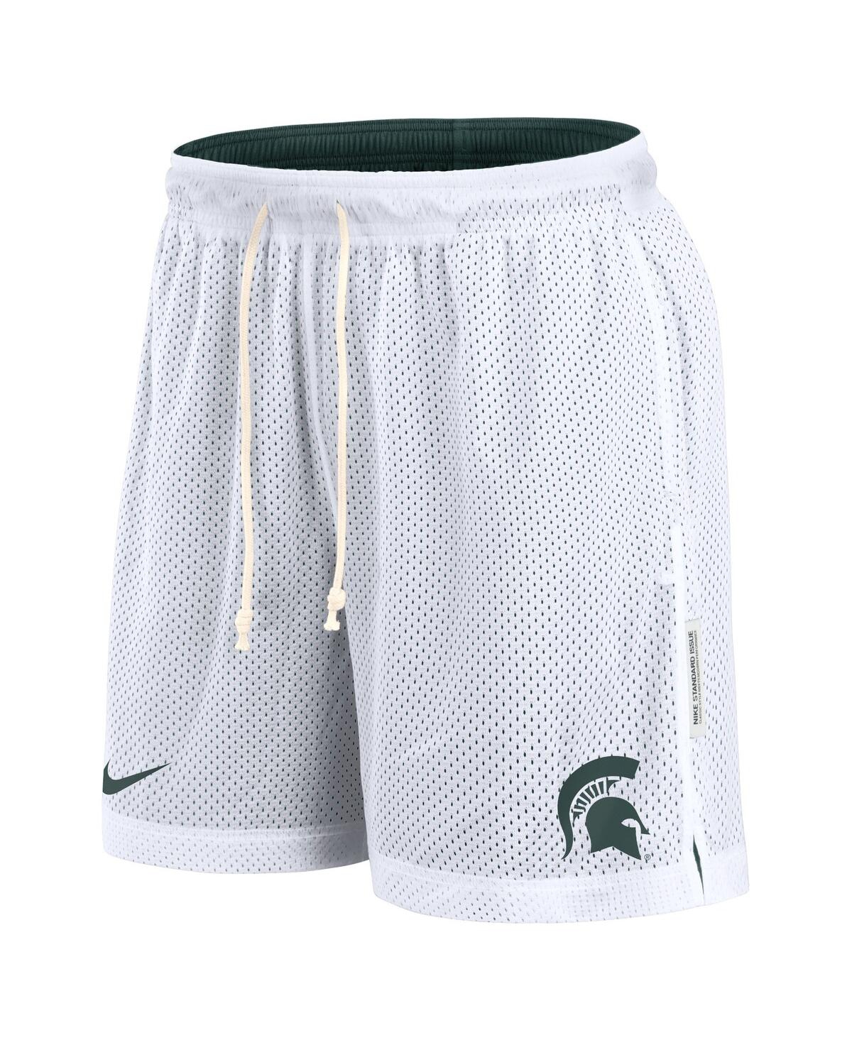 Nike Men's White/green Michigan State Spartans Primetime Reversible Performance Shorts In Green