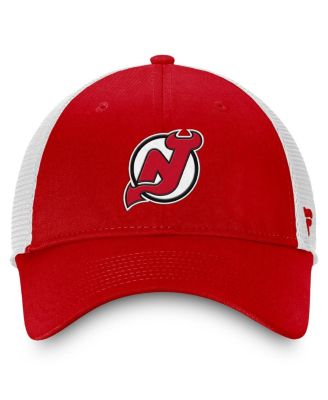 Men's Red/White New Jersey Devils Slouch Core Primary Logo Trucker Adjustable Hat