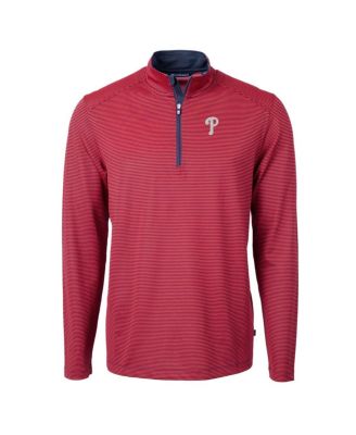 Men's Red/Navy Philadelphia Phillies Virtue Pique Micro Stripe Quarter-Zip Pullover Top