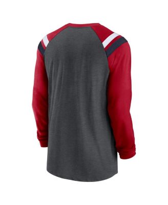 Men's Heathered Charcoal Houston Texans Tri-Blend Raglan Athletic Long Sleeve Fashion T-Shirt