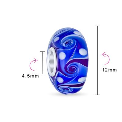 Murano Glass Charm Bead Green Red Blue Aqua Wave Swirl Spacer Bracelet
