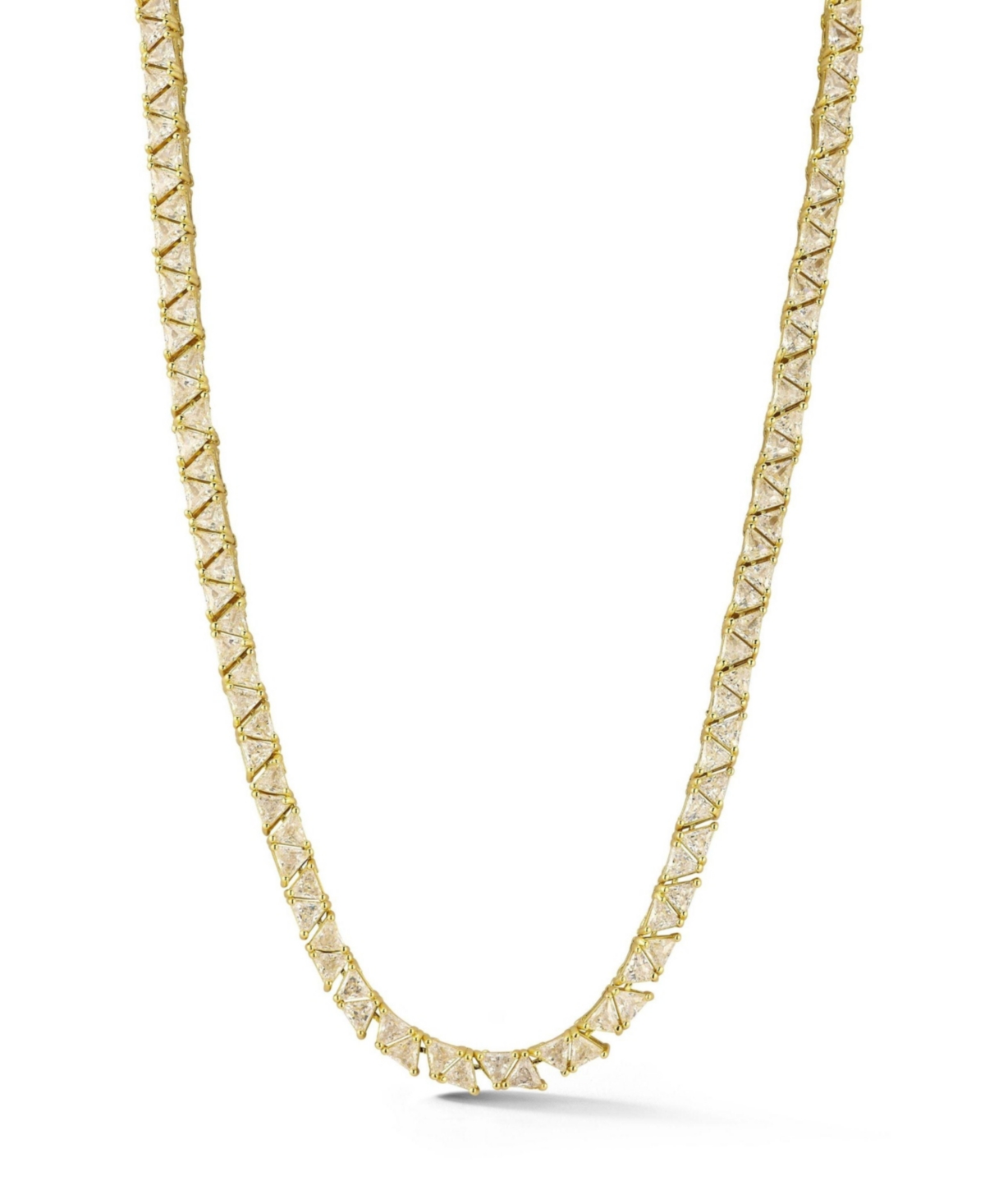 Gold Plated Trillion Cut Tennis Necklace - Silver