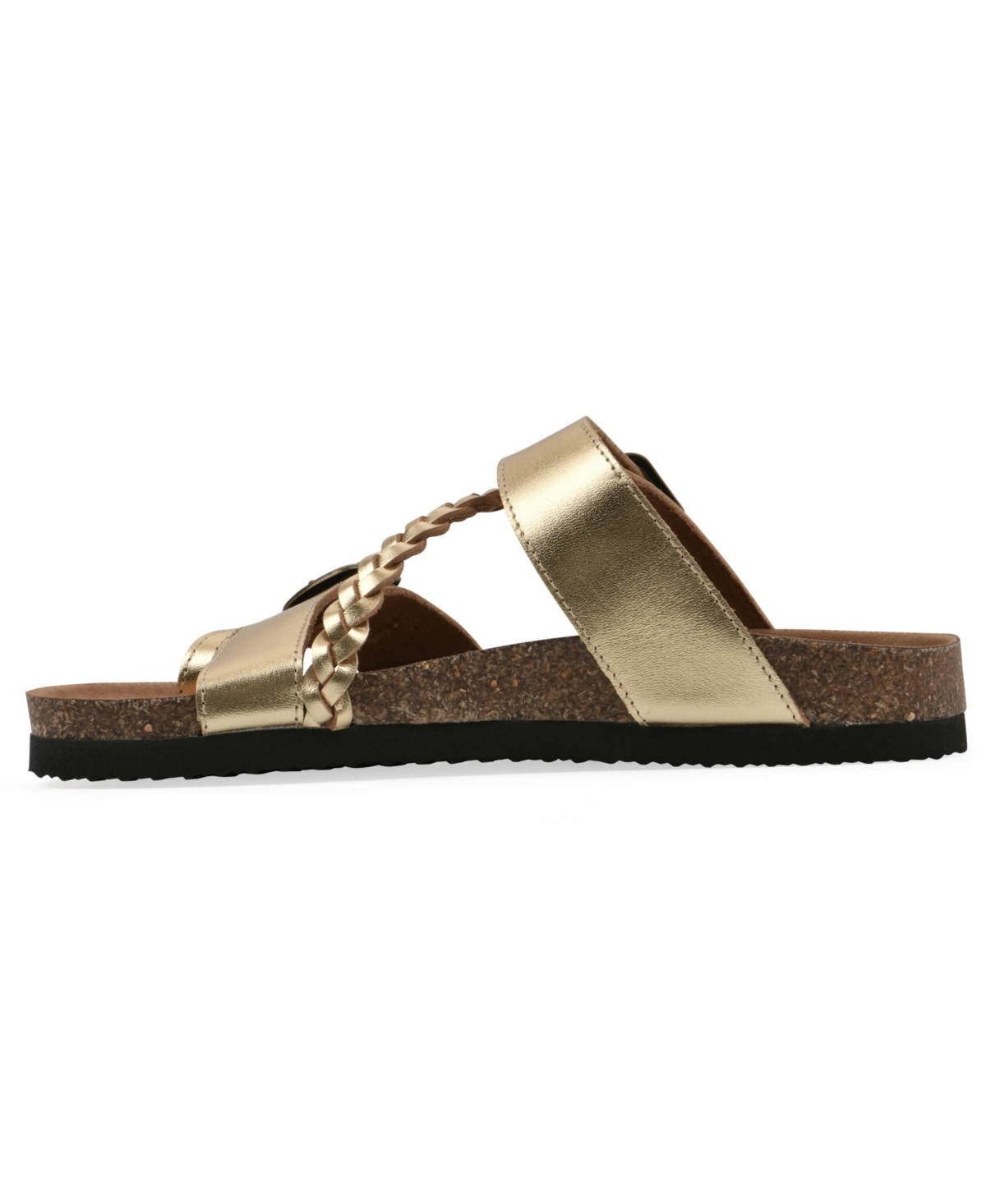White Mountain Women's Hammy Round Toe Flat Sandals In Antique Gold Leather