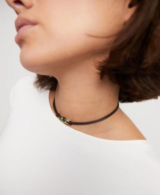 Green Crystal Leather Necklace