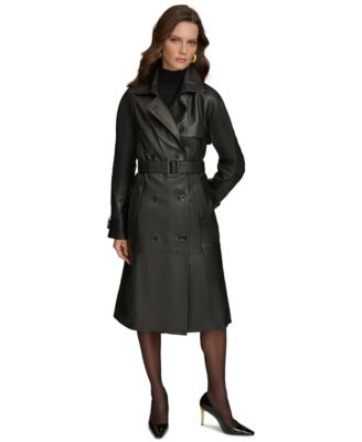Donna Karan New York - Women's Belted Leather Trench Coat