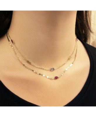 Garnet Disco Necklace 14K Gold