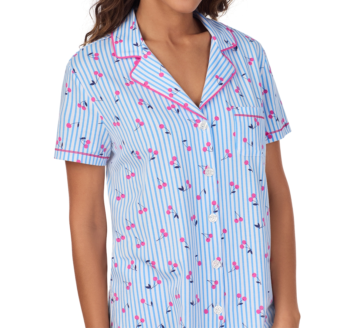 Cuddl Duds Women's Printed Collared Cropped Pajama Set