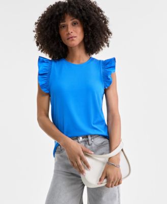 On 34th - Women's Ruffle-Sleeve Knit Top