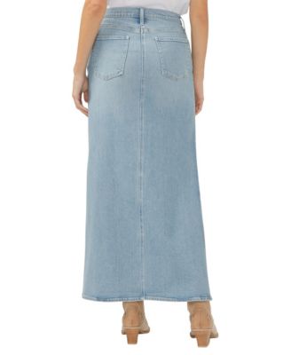 Women's Side Split Denim Maxi Skirt