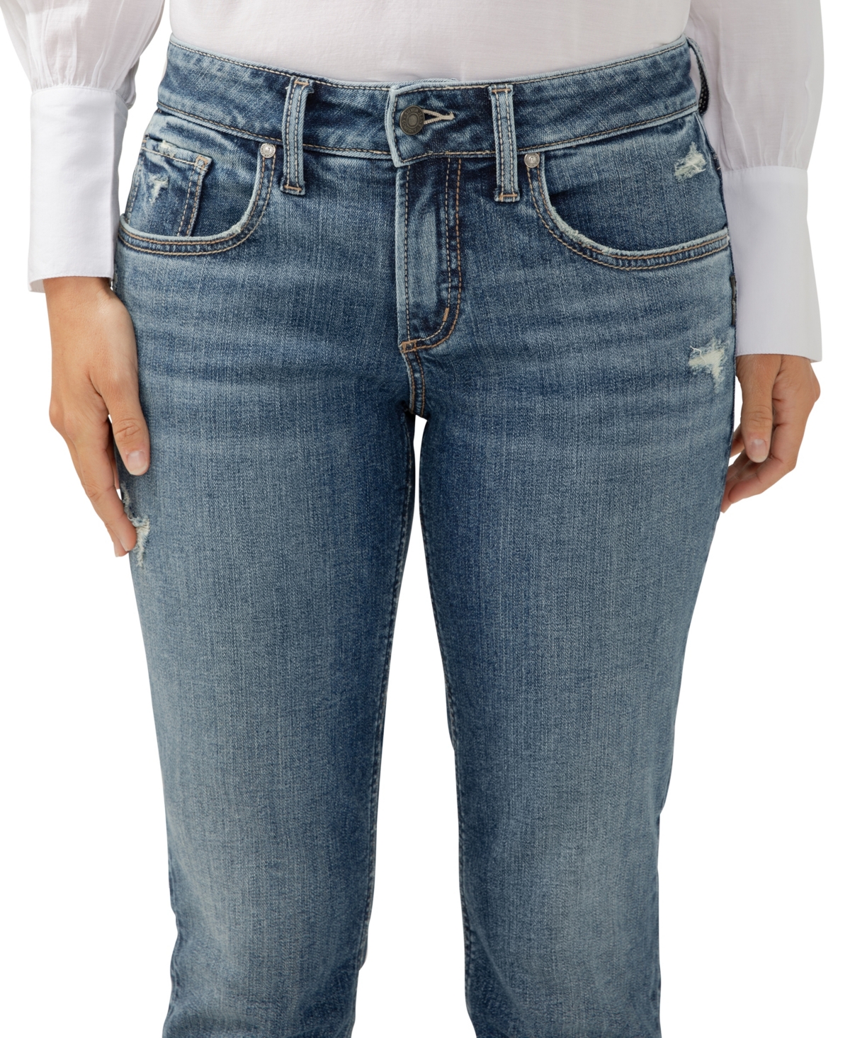 SILVER JEANS CO. WOMEN'S BOYFRIEND MID RISE SLIM LEG JEANS 