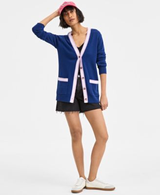 Women's Tipped Boyfriend Cardigan, Exclusively at Macy's