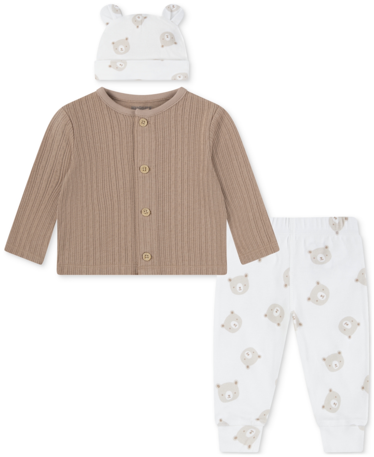 Huggies Baby Boys 3-pc. Cardigan, Pants & Hat Set In Brown