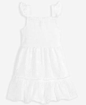 Little Girl's Cotton Eyelet Smocked Mommy & Me Flutter-Sleeve Dress, Exclusively at Macy's
