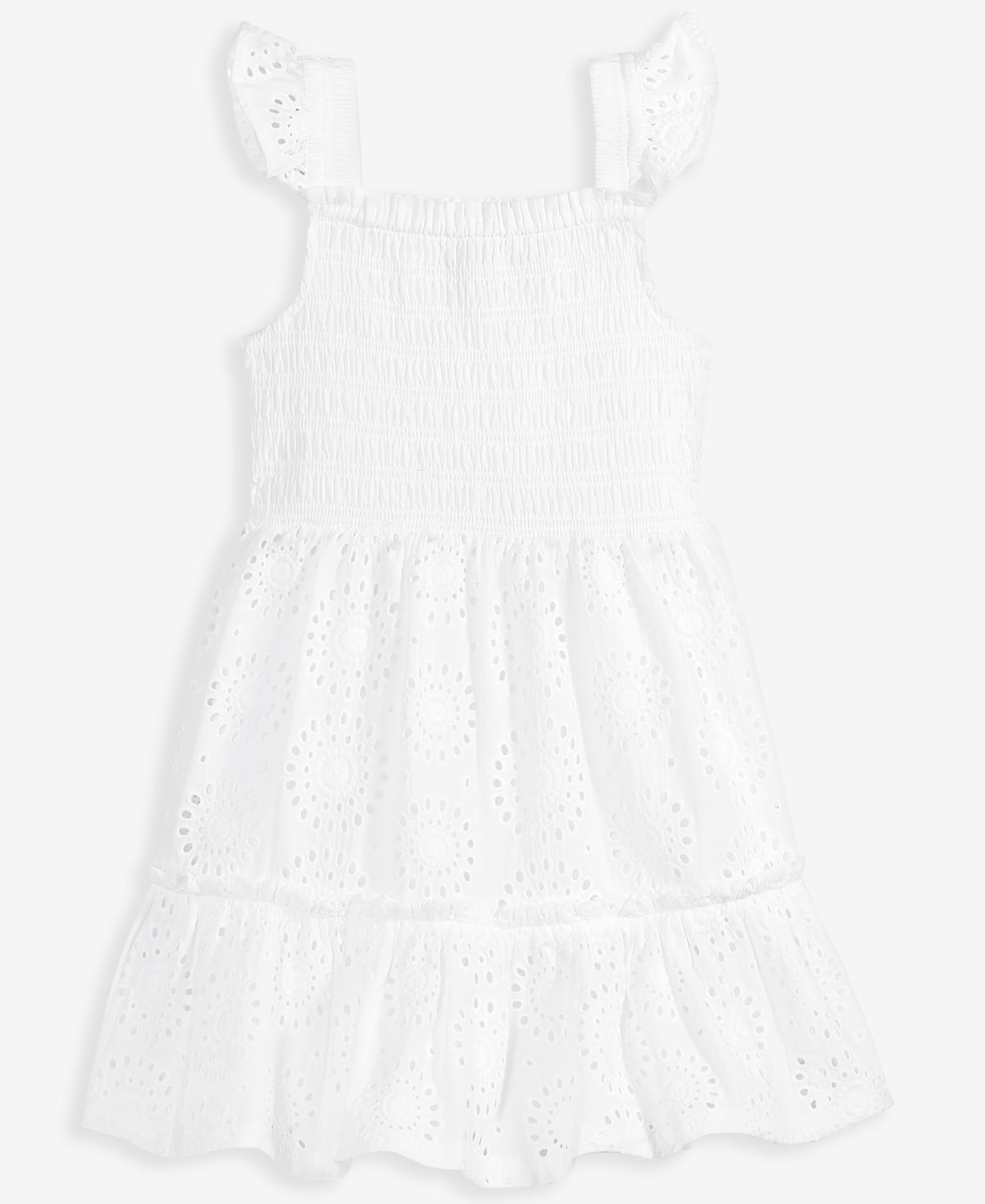 On 34th Womens Scallop Edge Eyelet Shift Dress Toddler Girls Eyelet Smocked Dress Exclusively At Macys In Bright White