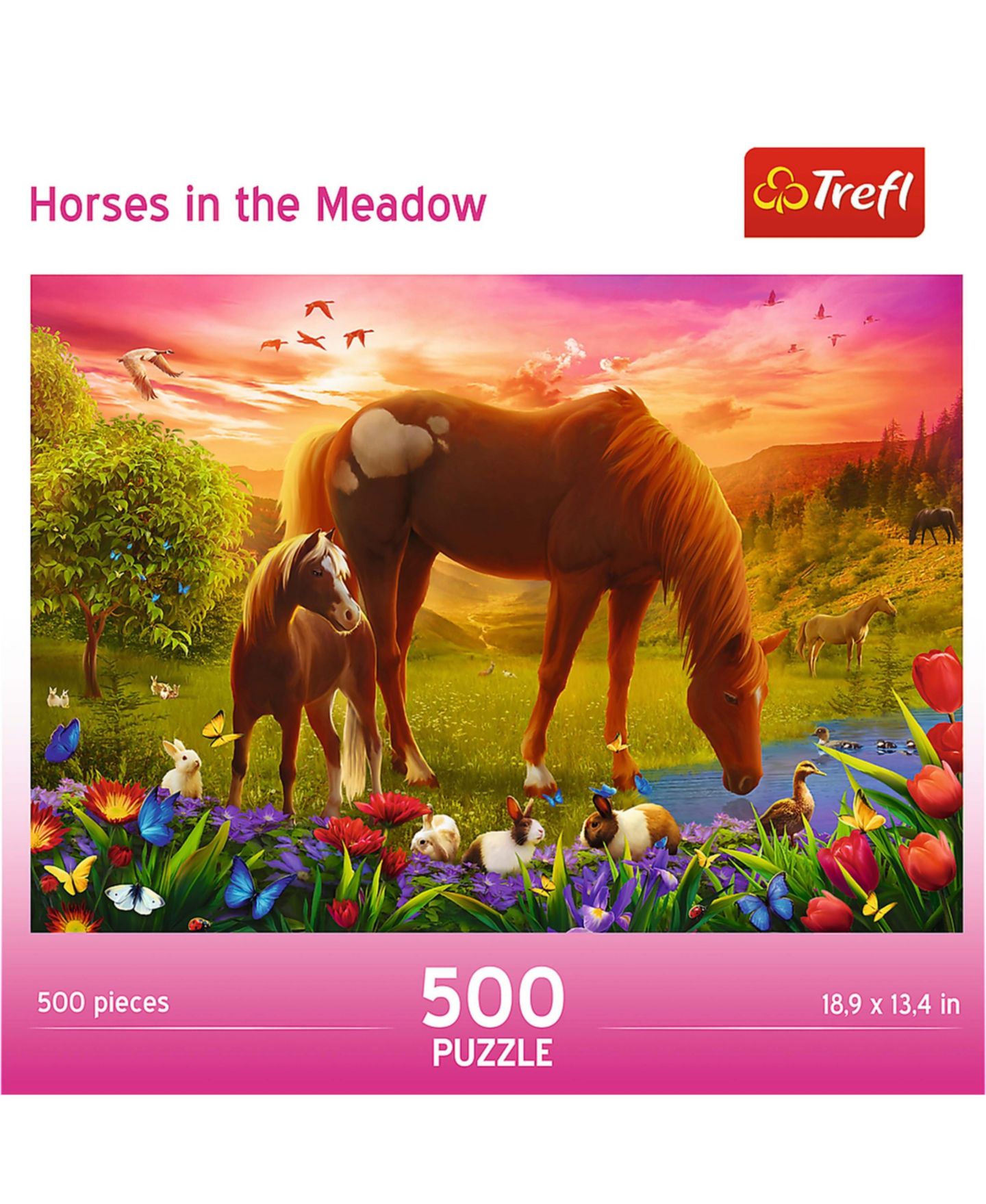 Детский пазл Trefl Red 500 Piece Jigsaw Puzzle - Family of Horses — фото 2