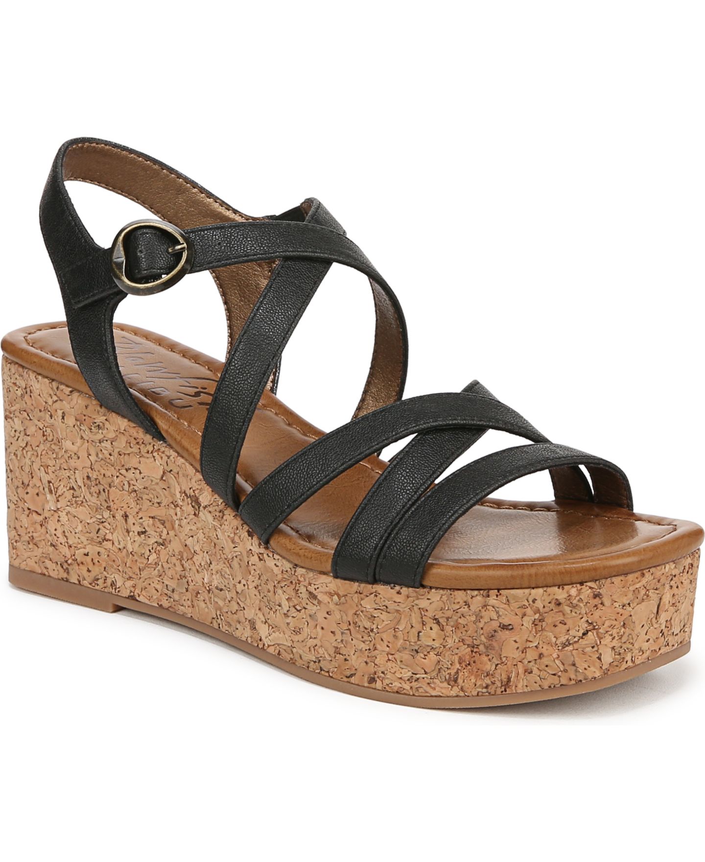 Женские сандалии Blowfish Malibu Aurora Open Square Toe Strappy Wedge, цвет: Чёрная искусственная кожа — фото 1
