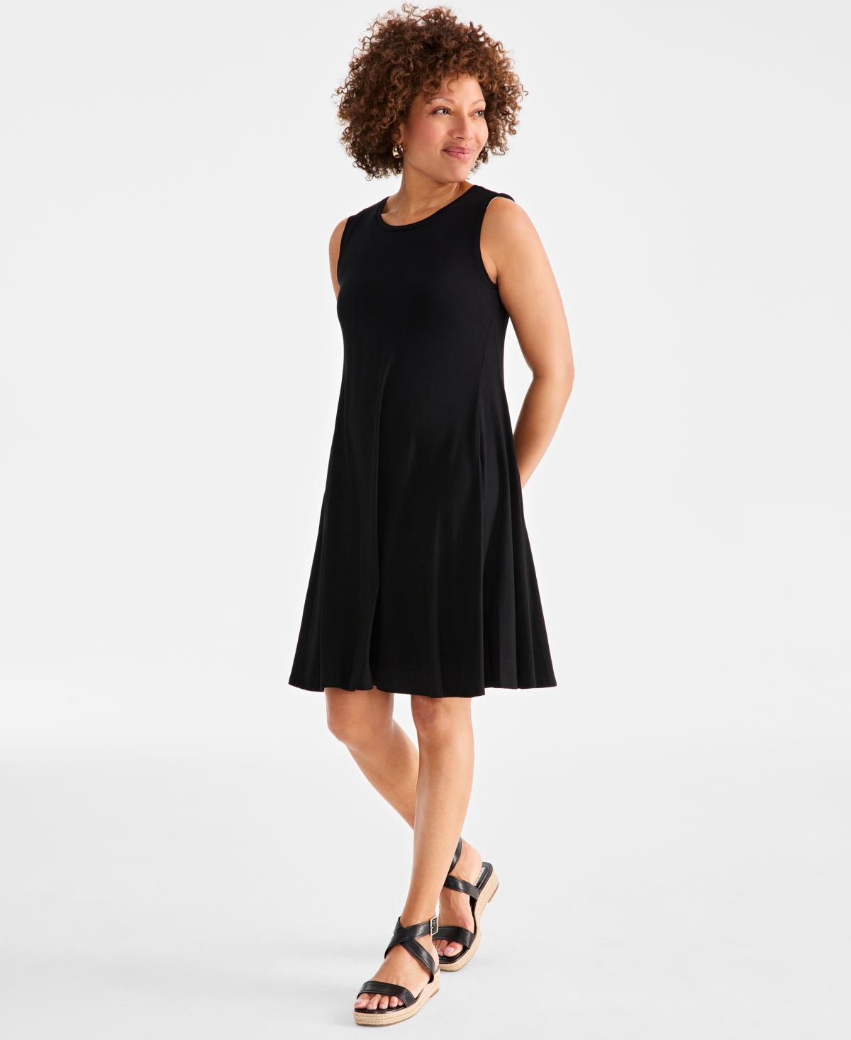 Women's Sleeveless Flip-Flop Dress, Created for Macy's - Deep Black