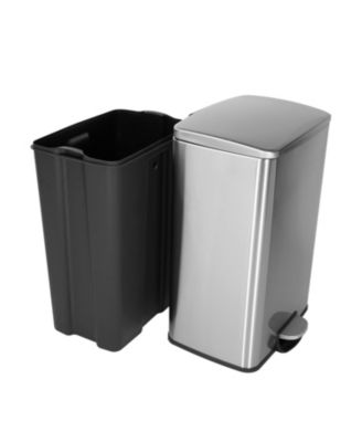 13 Gal./50 Liter Rectangular Stainless Steel Step-on Trash Can for Kitchen