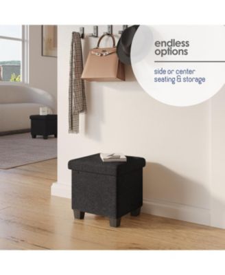 Nestl Rectangular Boucle Ottoman Storage Bench – Modern Foot Stool, Makeup Vanity Stool, Perfect for Living Room & Bedroom Decor