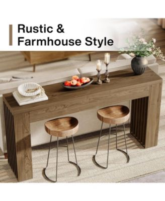 59-Inch Long Wooden Console Sofa Table Behind The Couch with Vertical Slat Legs for Entrance, Hallway, Entryway, Living Room