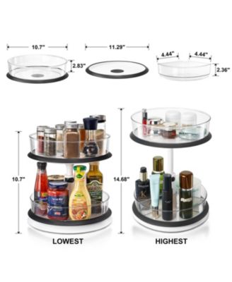 2-Tier Clear Lazy Susan Turntable Organizer - 360° Rotating Spice Rack with Non-Slip Base for Kitchen Cabinet, Pantry, Countertop Storage
