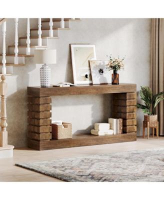 70.8-Inch Long Console Table, Wood Entryway Table with Storage, Narrow Sofa Table Couch Table for Living Room Entryway Hallway