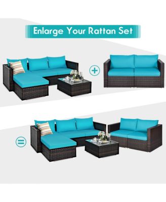 4PCS Patio Rattan Corner Sofa Sectional Furniture Set