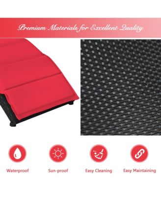 2PCS Folding Patio Rattan Lounge Chair Chaise Cushioned Portable Garden Lawn