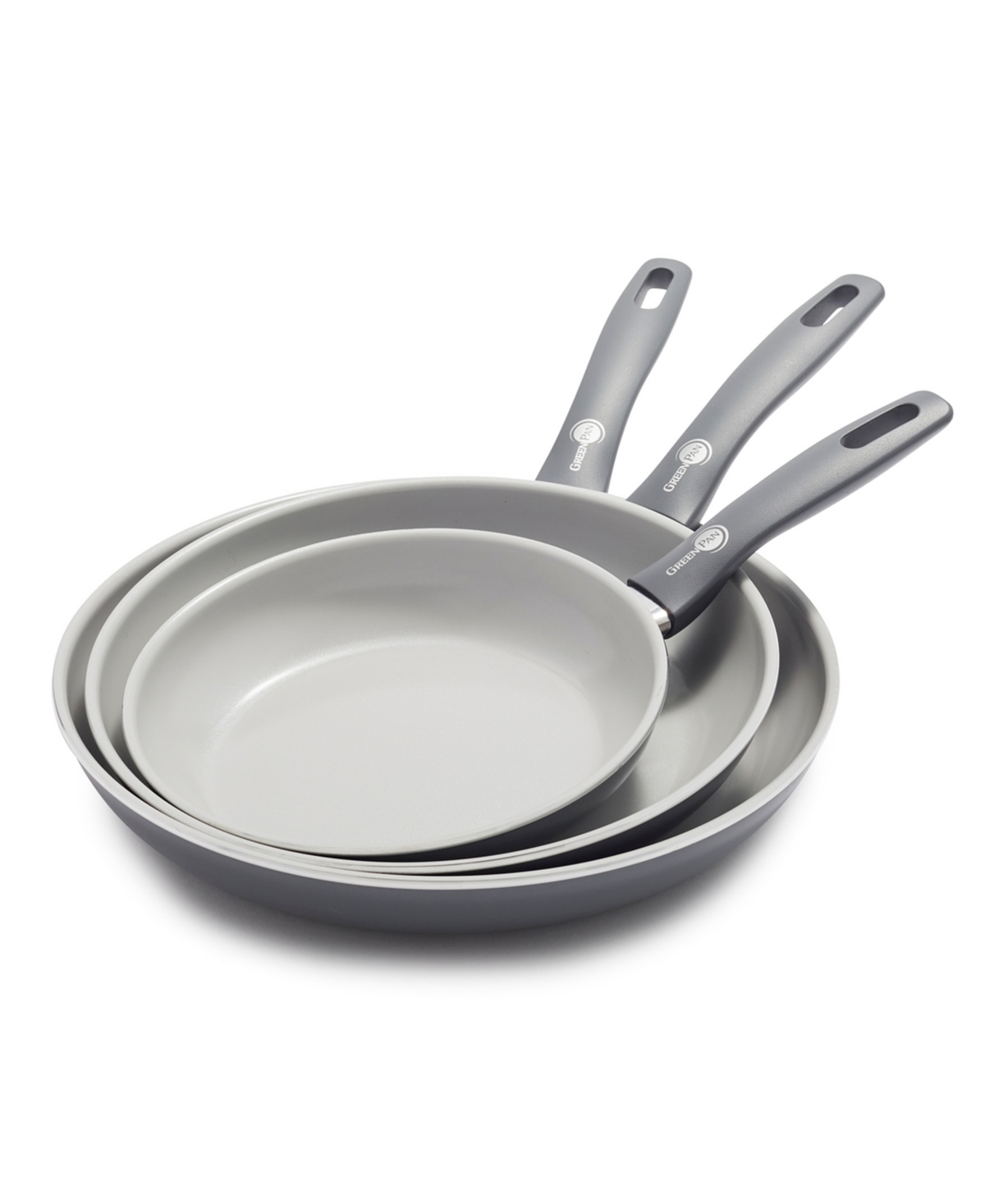 Greenpan Dover Ceramic Nonstick 3-piece Frypan Set In Gray