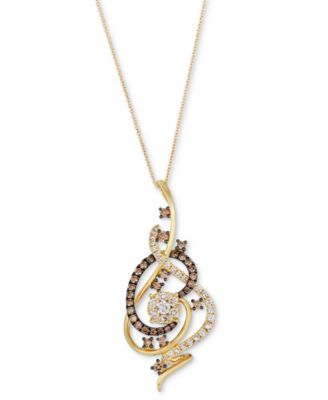 Crazy Collection&reg; Chocolate Diamond & Nude Diamond Swirl Adjustable 20" Pendant Necklace (1-1/2 ct. t.w.) in 14k Rose Gold