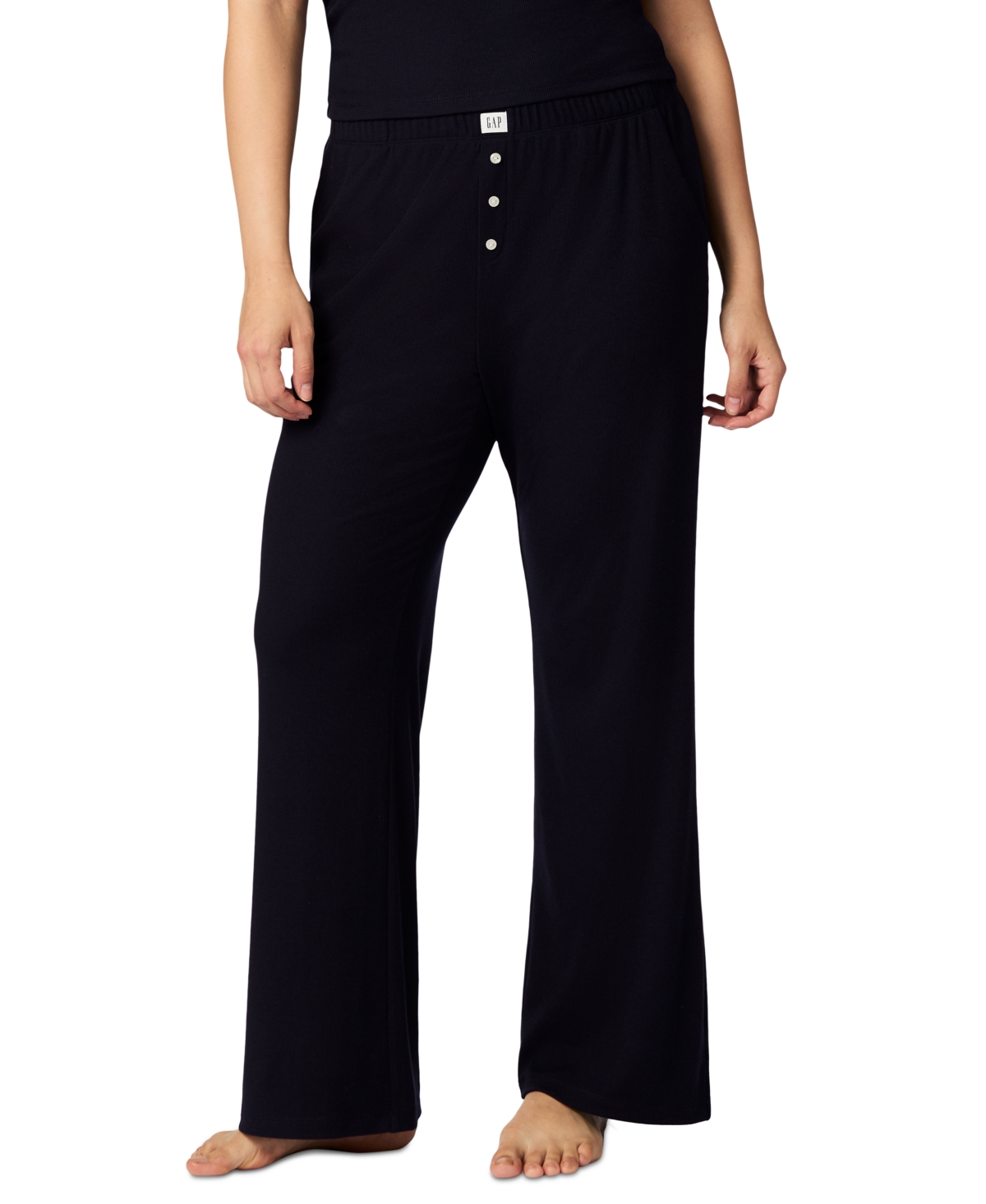 Shop Gap Women's Ribbed Mid-rise Lounge Pajama Pants In Navy