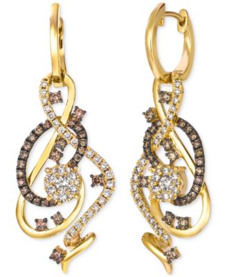Crazy Collection&reg; Chocolate Diamond & Nude Diamond Swirl Drop Earrings (1-1/2 ct. t.w.) in 14k Rose Gold