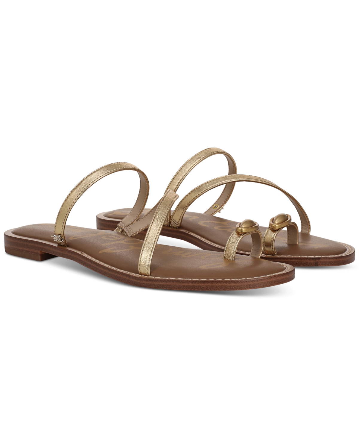 Sam Edelman Harlyn Slide Sandal In Amber Gold Metallic Leather