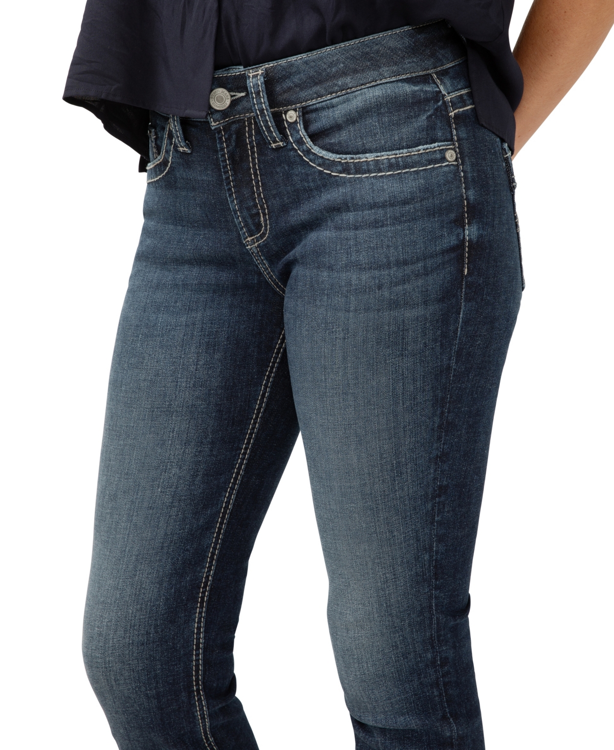 Shop Silver Jeans Co. Women's Suki Mid Rise Curvy Fit Capri Jeans In Indigo