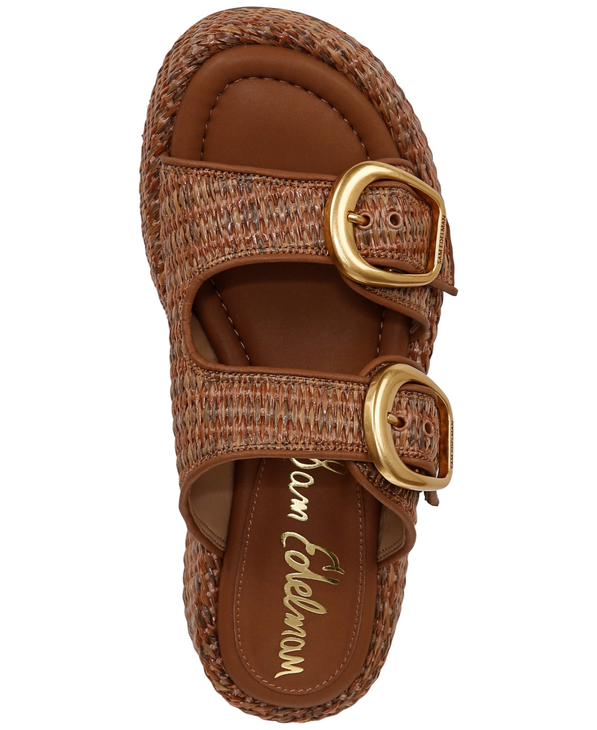 Sam Edelman Nerissa Two-strap Platform Sandal In Cuoio Brown Faux Raffia