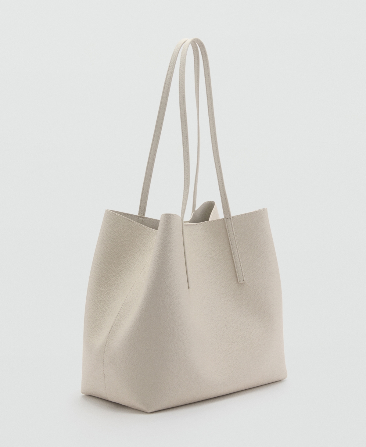 Mango Women's Pebbled Effect Shopper Bag In Ecru