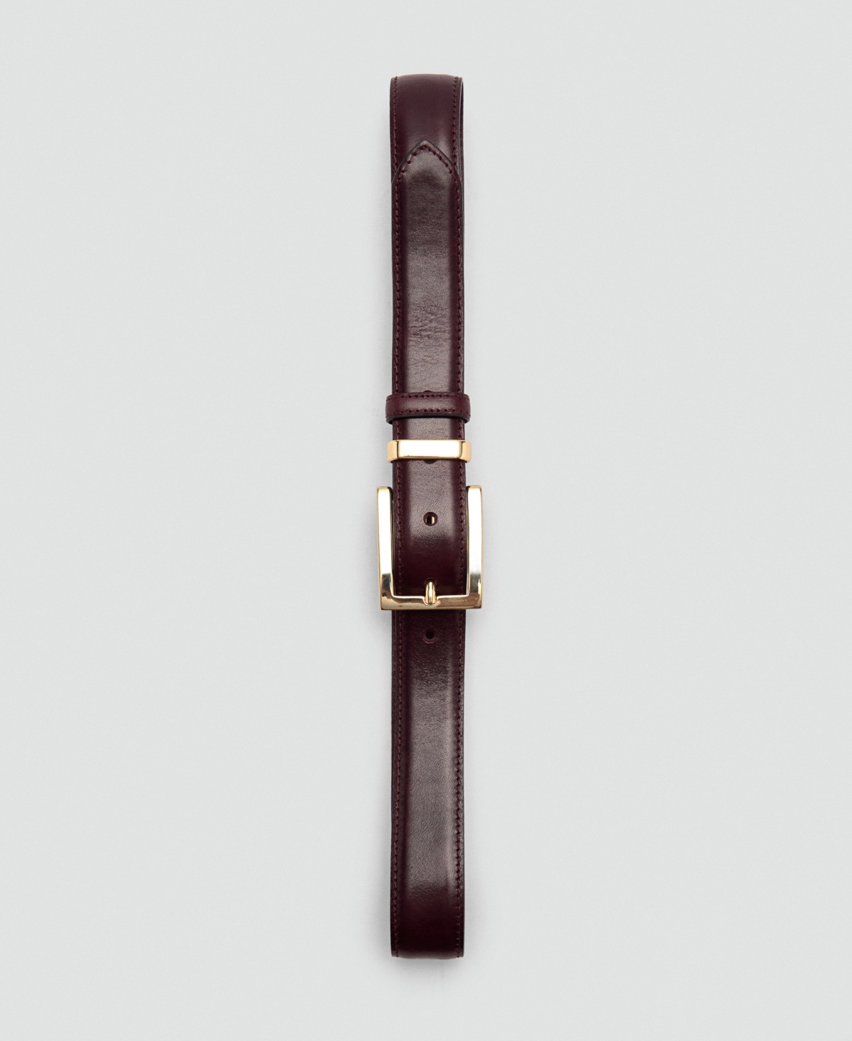 Shop Mango Women's Square Buckle Leather Belt In Burgundy