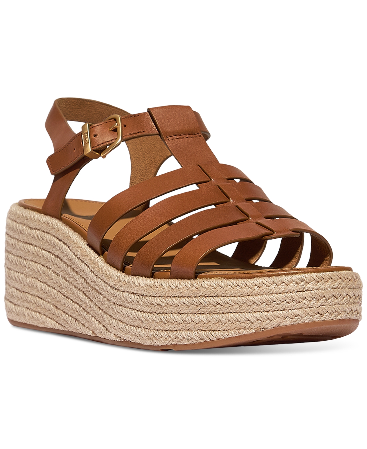 Fitflop Espadrille Platform Wedge Sandal In Deep Tan