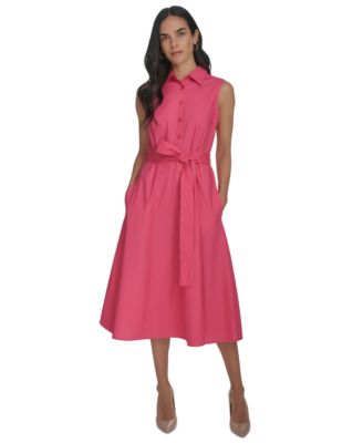 Calvin Klein - Women's Cotton Tie-Waist Sleeveless Dress