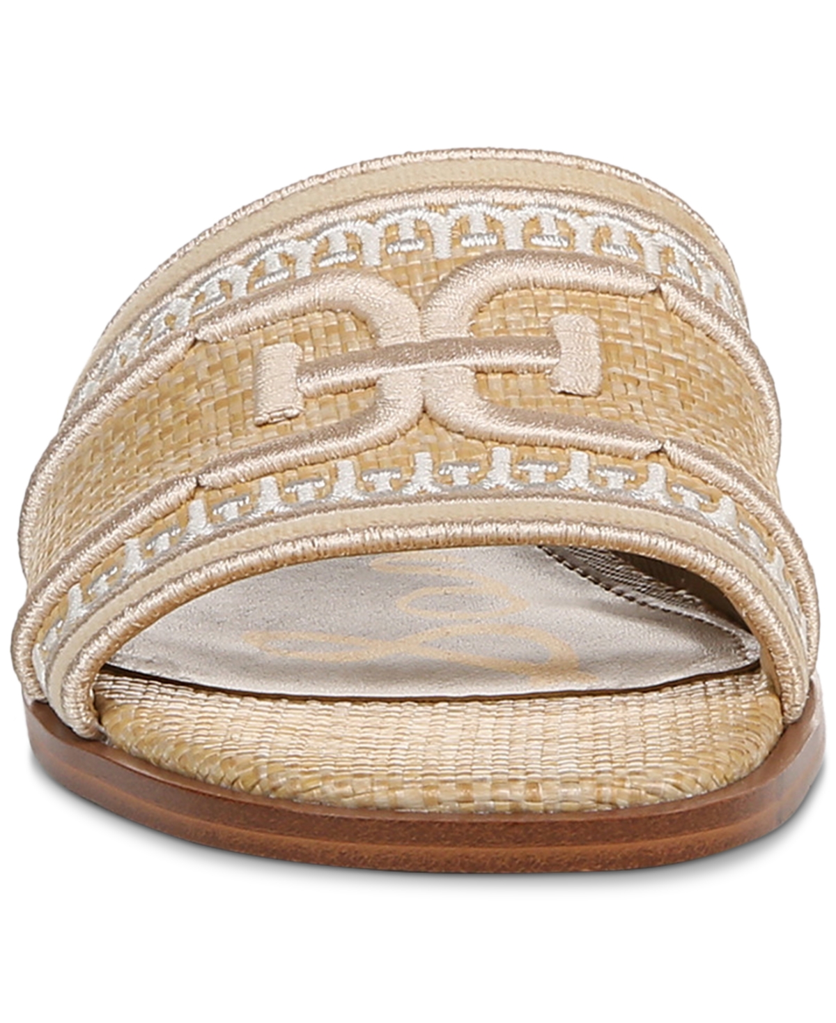 Shop Sam Edelman Women's Stevie Slide Flat Sandals In Natural Multi Basket Weave