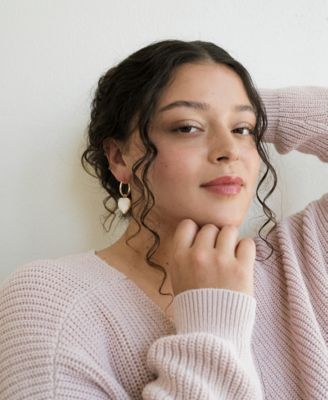 Ranjani Mother of Pearl Heart Hoop Earrings