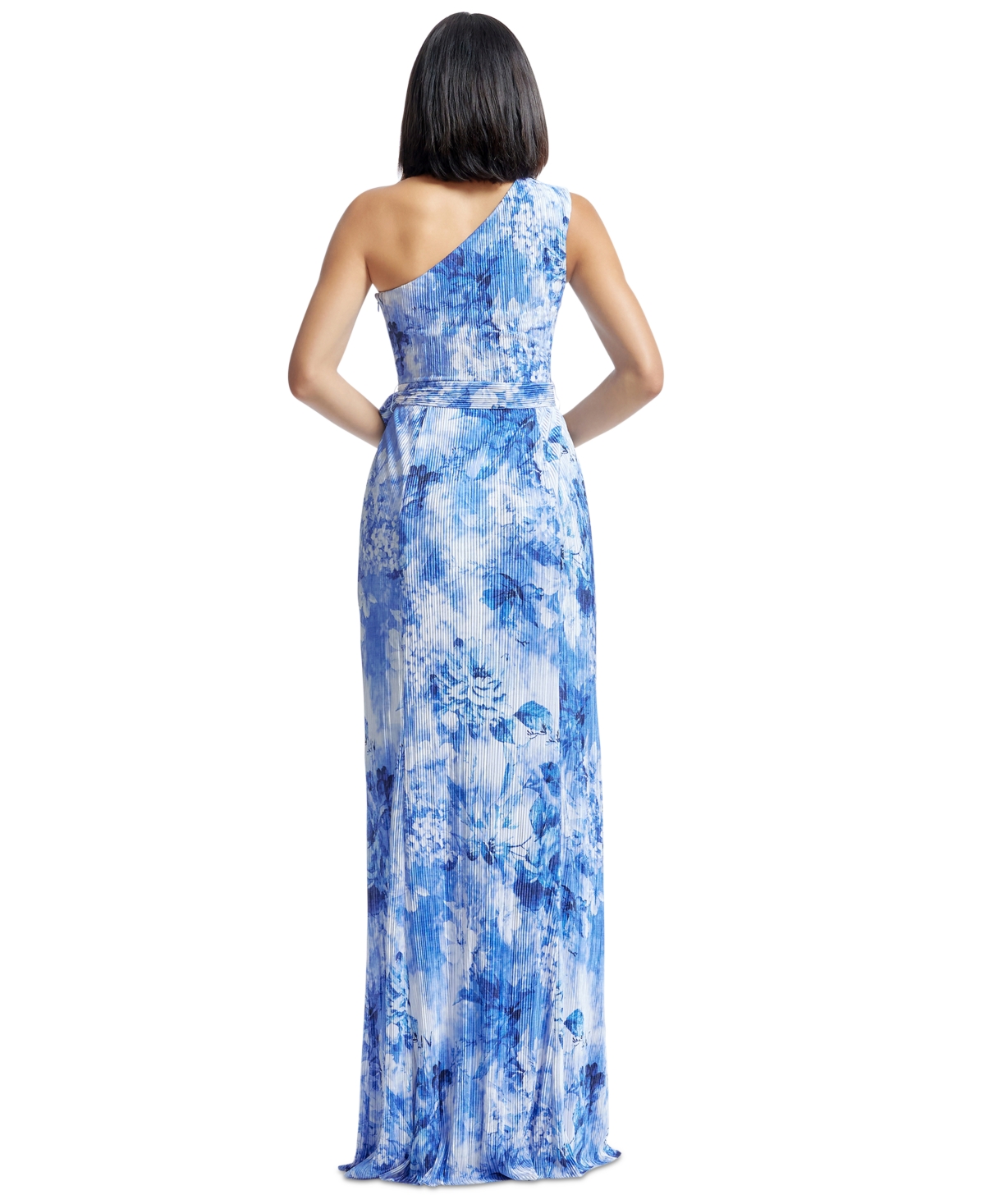 Dress The Population Bella One Shoulder Gown In Blue