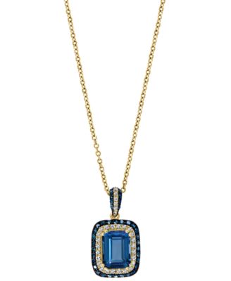 EFFY&reg; London Blue Topaz (2-1/5 ct. t.w.) & Diamond (1/3 ct. t.w.) 18" Pendant Necklace in 14k Rose Gold