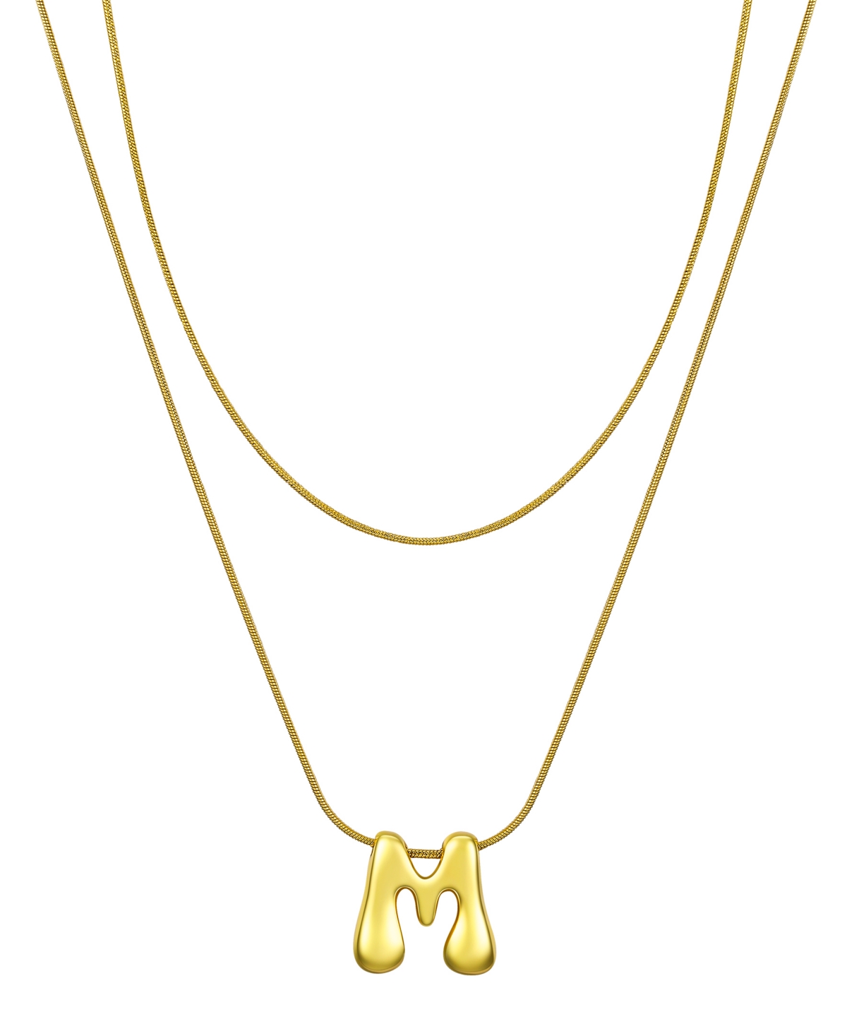Unwritten X Moda Sport Silver Tone Water Resistant Initial Layered Necklace In Gold M