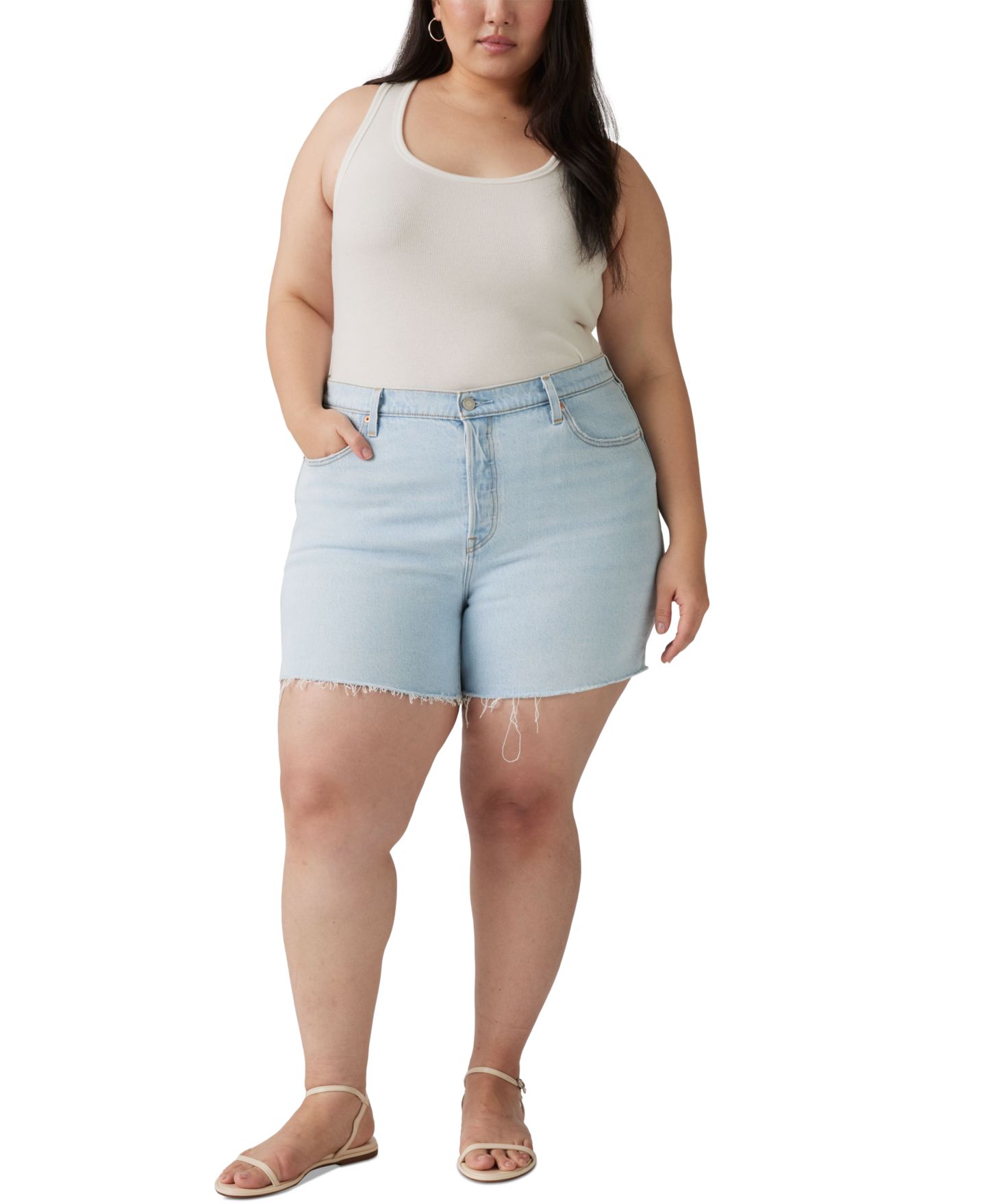 Женские шорты Levi's Plus Size 501® Original High-Rise, цвет: Blank Spot — фото 4