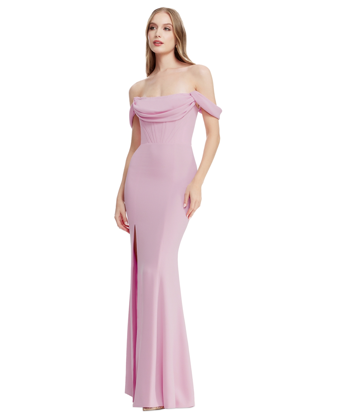 Dress The Population Melania Off-the-shoulder Gown In Lavender