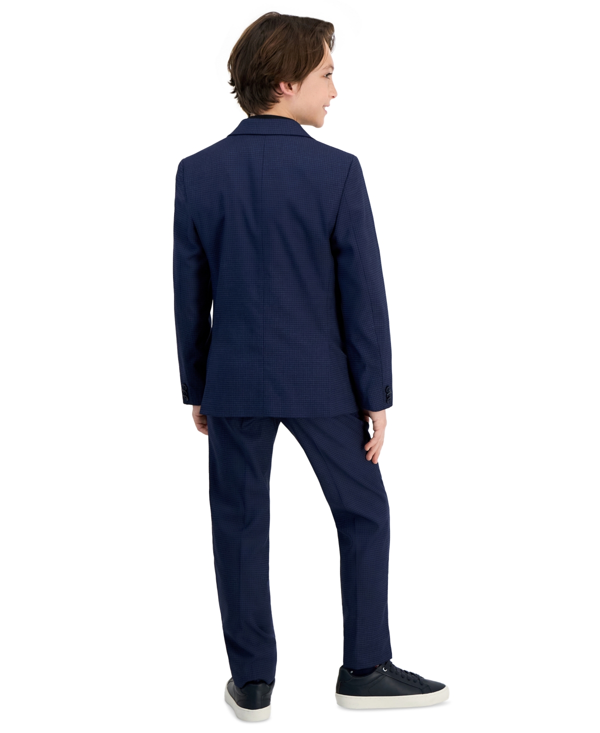 Kenneth Cole Reaction Big Boys Slim-fit Microcheck Suit In Navy,blue