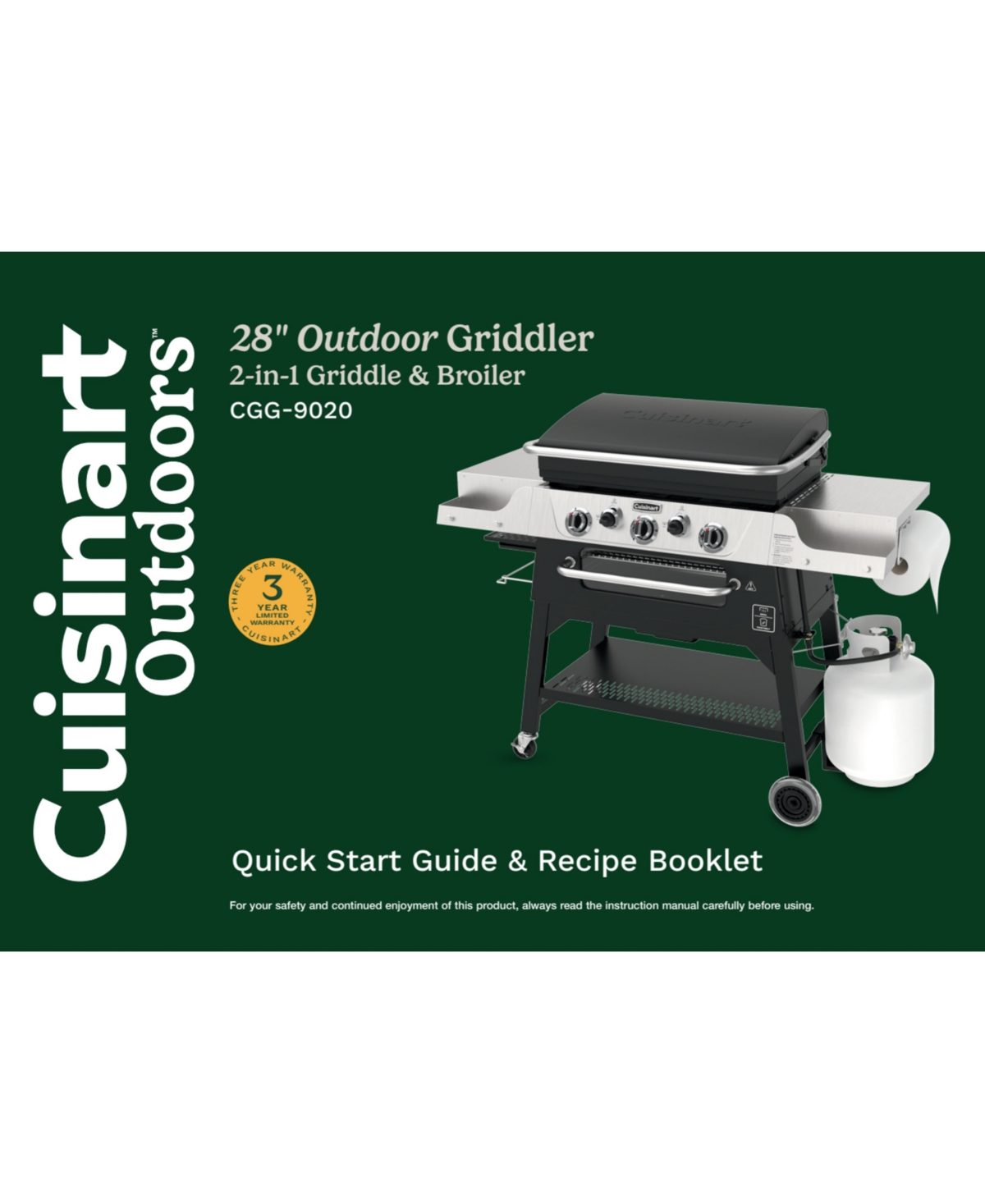 Cuisinart 3-burner Outdoor Propane Griddler With Broiler In Black